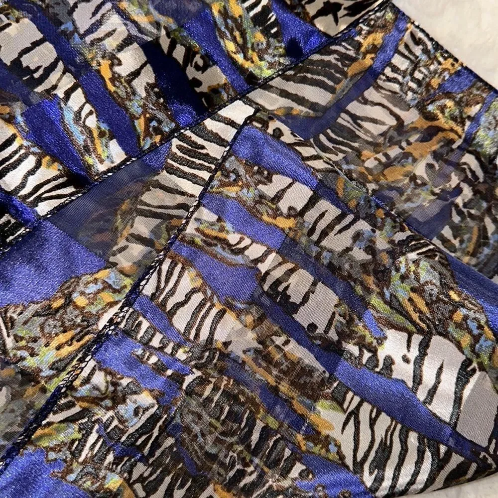 Beautiful Purple White Brown Black Orange Green Striped Neck Purse Scarf